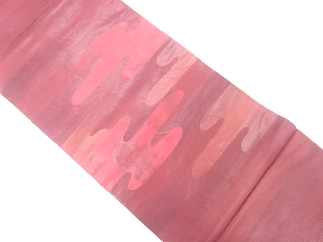 JAPANESE KIMONO / ANTIQUE FUKURO OBI / SILK / WOVEN EGASUMI PATTERN